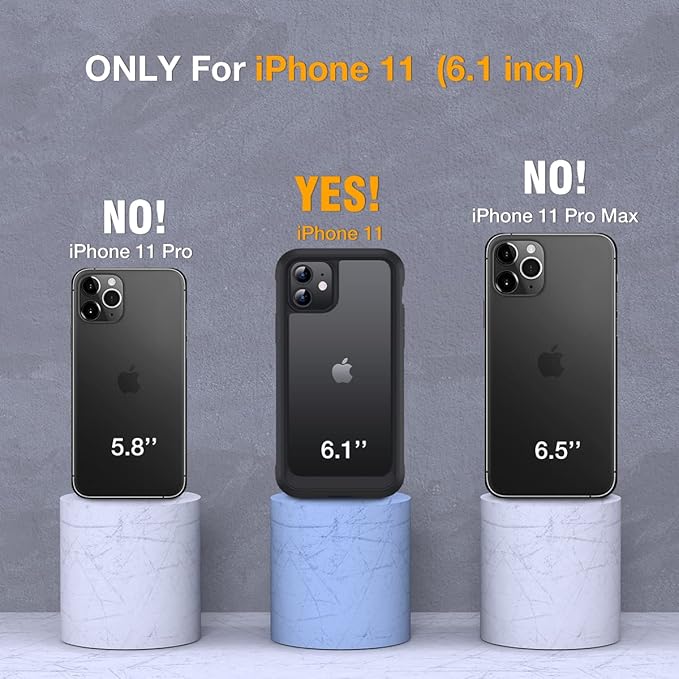 Miracase Glass Series Designed for iPhone 11 Case [2023 Upgraded] Full-Body Rugged Bumper Case with Built-in 9H Tempered Glass Screen Protector and Camera Protector (Matte Black)