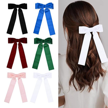 6 Colors Velvet Hair Ties, Bow Hair Clips for Women, Back to School Gifts Headdress Decor, Hair Band Set, Baby Teen Girl Stuff Hair Styling Accessories