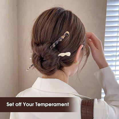 10 Pieces Acetate Hair Sticks Leopard Print Hair Pins, Tortoise Shell Hairpin Vintage Hair Chopsticks Retro Hairpins Disk, Hair Accessories for Women Girls (Vintage)