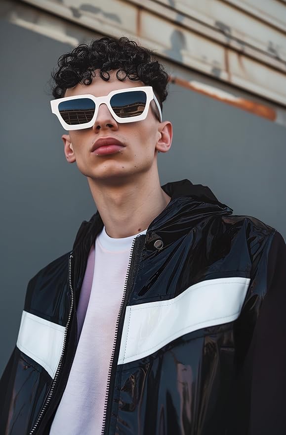 FEISEDY Retro 90s Square Sunglasses for Women Men Trendy Chunky Rectangle Sunglasses UV400 Protection B2385