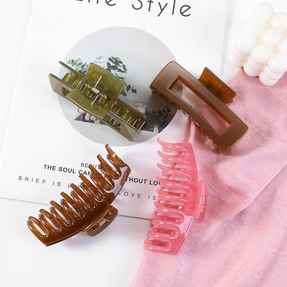 LuSeren 8 Pack Jelly Hair Clips for Women, 4.3 Inch Large Hair Claw Clips, Strong Hold, Non-Slip, Perfect Size for Thin, Thick or Curly Hair, Jelly Color, Includes Gift Box