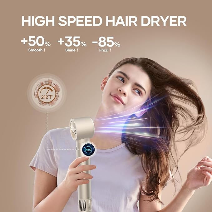 Hair Dryer Brush TECHMERI 6 in 1 Blow Dryer Brush Ions, Detachable Hair Styler Tools, Auto Wrap Curler, Hot Air Brush for Drying, Straightening and Volumizing, High Speed