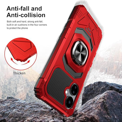 for Boost Mobile Celero 5G 2024 Case with 1 Pack Screen Protector,Dual Layer Hybrid Heavy Duty Defender Protection,Sleek Rugged Reinforced Cushion Corner Kickstand Shockproof Bumper Cover Red