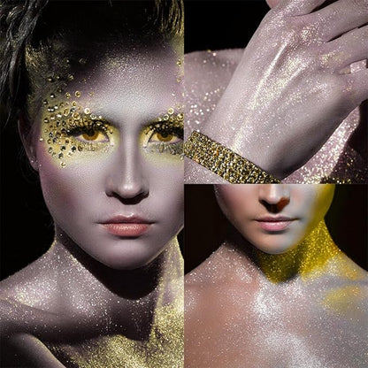 MAEPEOR Body Glitter Spray Long Lasting Shiny Body Glitter Quick-Drying Shimmer Glitter Spray for Face Body Hair Clothes (100ml, Gold)