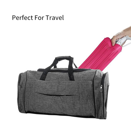Heat Resistant Silicone Travel Mat Pouch for Hair Styling Tools, 2 Pack, 11 x 5 inches, Slip Resistant, Foldable, Easy-to-Clean, Multipurpose, Grey & Hot Pink