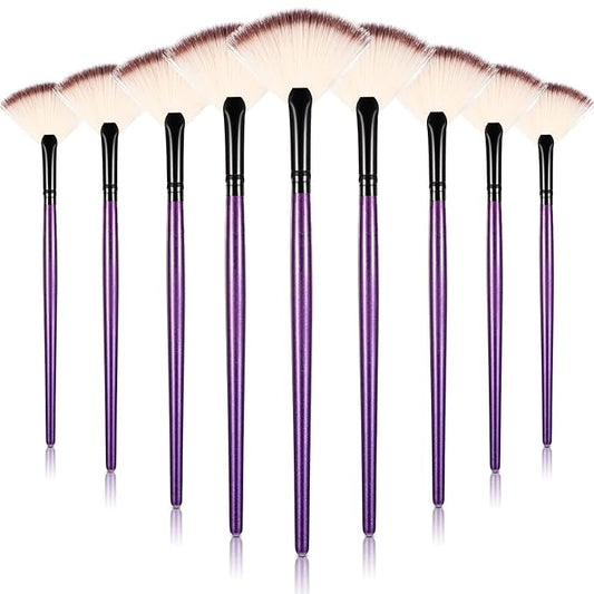 9 Pieces Facial Fan Mask Brushes, Soft Facial Applicator Brushes Tools for Peel Glycolic Makeup for Mud Cream(Purple)