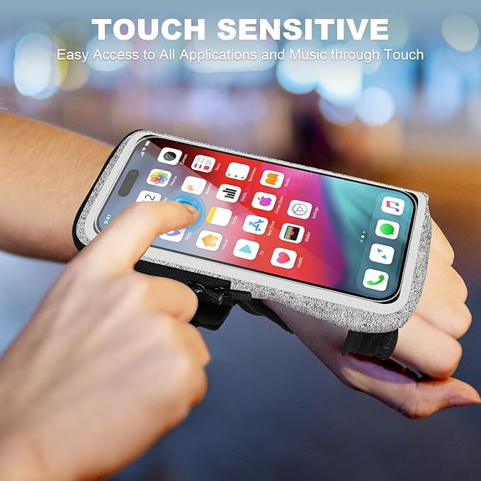 Armband for Phone for Runing, Wrist Phone Holder for Running for iPhone Pro Max Plus SE (16/15/14/13/12/11/X/XR) Galaxy S24/S23/S22/S21, Frearmband with Adjustable Strap & Card Slot(Grey