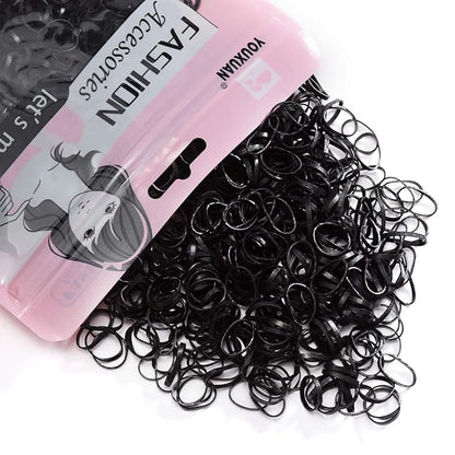 1000-Pack Elastic Hair Ties Non-slip Rubber Hair Bands for Girls, Black