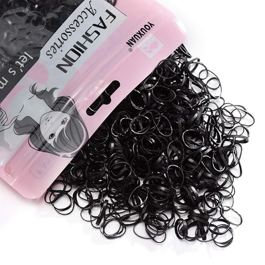 1000-Pack Elastic Hair Ties Non-slip Rubber Hair Bands for Girls, Black