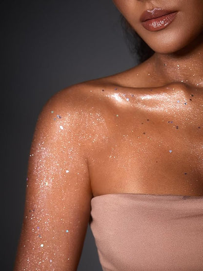 SHEGLAM Party Starter Body Highlighter Glitter Gel Quick-Drying and Non-Sticky Glitter Spray Liquid Highlighter for Face Hair Body Glitter-Social Butterfly