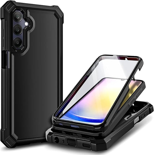 Designed for Galaxy A25 5G Case, Samsung A25 Phone Case with [Built-in Screen Protector], [16FT Military Grade Drop Tested] Full-Body Protective Shockproof Rugged Bumper Cover (Black)