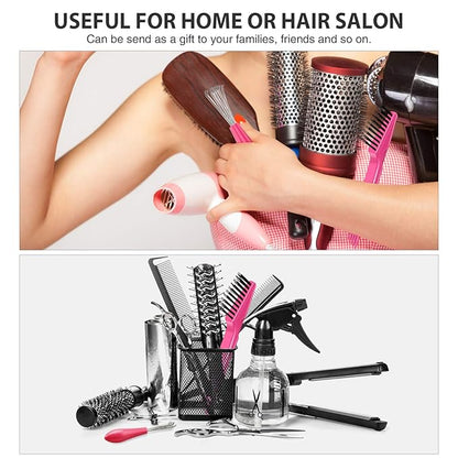Boao 2 Pieces Hair Brush Cleaning Tool Comb Set Mini Hair Brush Dirt Remover with Metal Wire Rake for Removing Hair Dust Home and Salon Use(Pink and Pink)