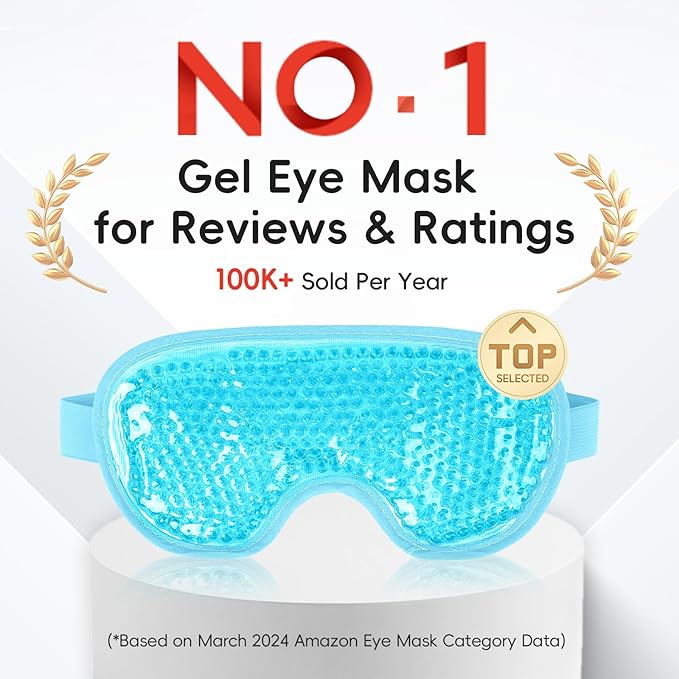 NEWGO Cooling Eye Mask for Puffy Eyes, Cold Eye Mask Eye Ice Pack for After Eyes Surgery, Tension Stress Relief, Itchy Eyes, Headaches, Dark Circles - Blue