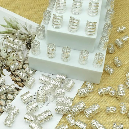 100 PCS Loc Hair Jewelry for Women - Braids & Dreadlocks Accessories - Metal Hair Clips, Adjustable Cuffs & Braiding Rings