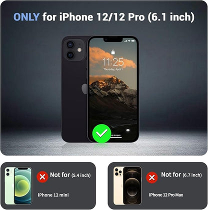 for iPhone 12 Case/iPhone 12 Pro Case, [Compatible with MagSafe][Military Grade Drop Protection][Heavy Duty Protection][Non-Slip][Shockproof] with 2-Layer Durable Bumper Phone Case 6.1''-Black