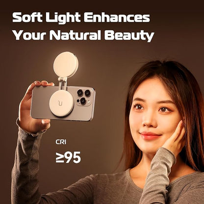 ULANZI Magnetic Selfie Light White, LED Fill Light Compatible with Magsafe, LED Selfie Ring Light Included Sticky Ring for Phones, for Selfies/Photography/TikTok/Zoom Calls/Video Conference Color