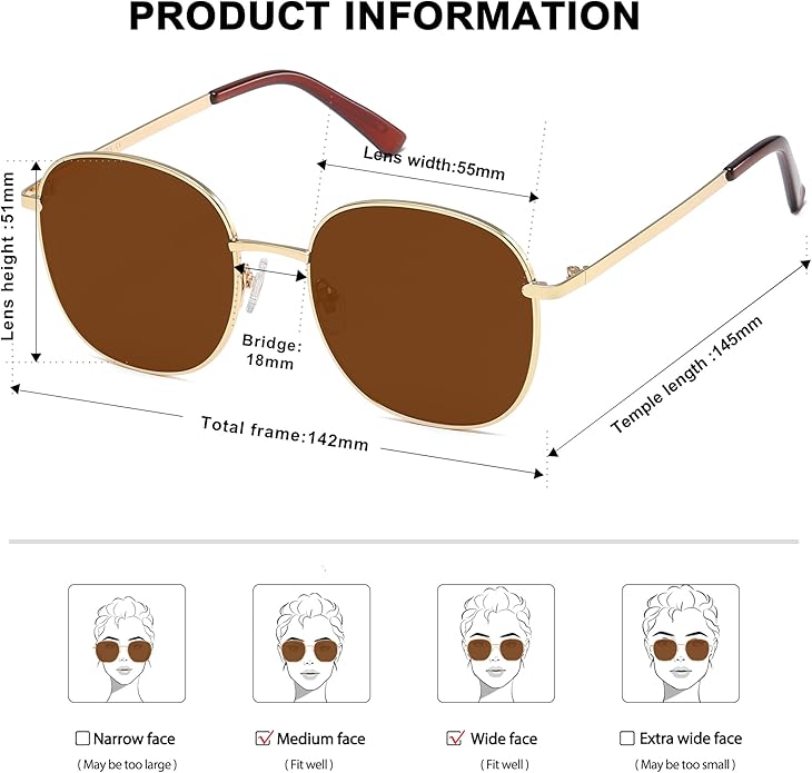 SOJOS Classic Trendy Square Sunglasses for Women Men Cute Big Frame Gold Shades SJ1137
