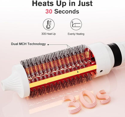 K&K 3 in 1 Thermal Brush Set, Ceramic Hot Brush, Fast Heating Curling Wand for Short, Medium & Long Hair, 5 Temperature Adjustment, Dual Voltage