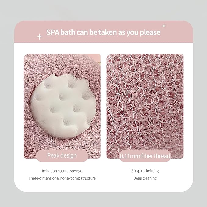 2-in-1 Sunflower Shower Sponge with Suction Cup | Exfoliating Bath Sponge for Soft Skin | Hypoallergenic & Eco-Friendly Body Scrubber for Spa-Like Luxury (Purple Meat Powder)