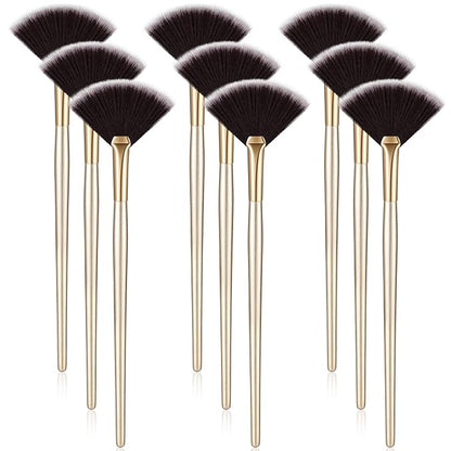 9 Pieces Facial Fan Mask Brushes, Soft Facial Applicator Brushes Tools for Peel Glycolic Makeup for Mud Cream(Brown)