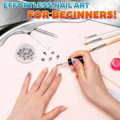 100 Pcs Cross Nail Charms and Gems - Nail Cross Charms for Nails Design Silver Nail Charms Y2k Nail Gems for Nails 3d Nail Charms Bulk Nail Jewels - Nail Art Charms Nails With Charms Cross Nail Charm