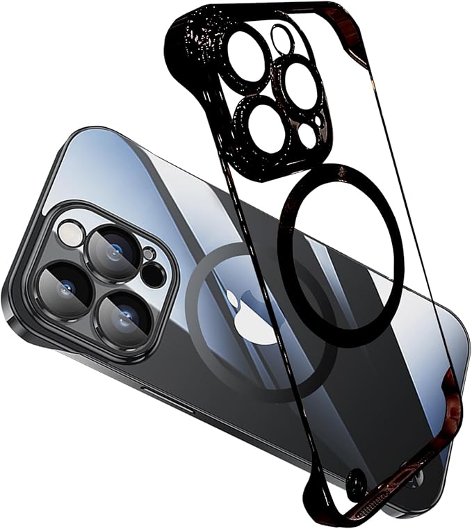 Compatible iPhone 16 Pro Silicone Minimalist Case with Camera Lens Bumper, Frameless Design, Ultra Thin and Shockproof, Simple and Practical Impact Protection. Black