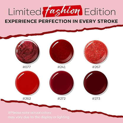 modelones Nail Polish Set, 6 Colors 2025 Summer Classic Apple Red Cat Eye Glitter Mini Quick Dry Nail Lacquer Kit, Ruby Cherry Red Magnetic Sparkle DIY Nail Art Manicure Gift for Women Girls