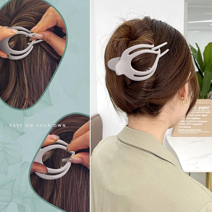 French Concord Hair Clips Claw - 6Pcs Side Slid Flat Hair Clips for Volume Strong Hold No Slip Grip Hair Claw Clips for Women Girls Thick Thin Hair (Matte Curved(Medium,4 inches))