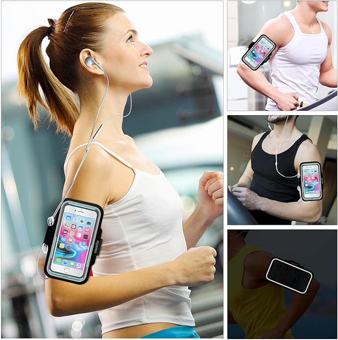 Arm Phone Holder for Running, Armband Cellphone for iPhone 15 14 13 12 11 Pro Max/XR/8 7 6s Plus, for Galaxy A/S/Note Up to 6.9’’, for Exercise Gym Fitness Sports Gear-Black