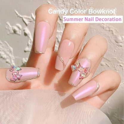 3D Mix-sized Acrylic White Flowers Nail Charms Polar Butterfly Bear Spring Blossom Flower with Starry AB Crystals Rhinestones Pearls Mix Gold for Art DIY Crafting Designs