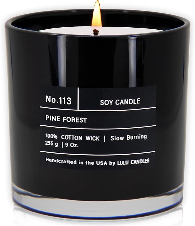 Lulu Candles | Pine Forest | Smells Like Balsam Fir & Needles | Luxury Scented Soy Jar Candle | Hand Poured in The USA | Highly Scented Long Lasting (9 Oz.)