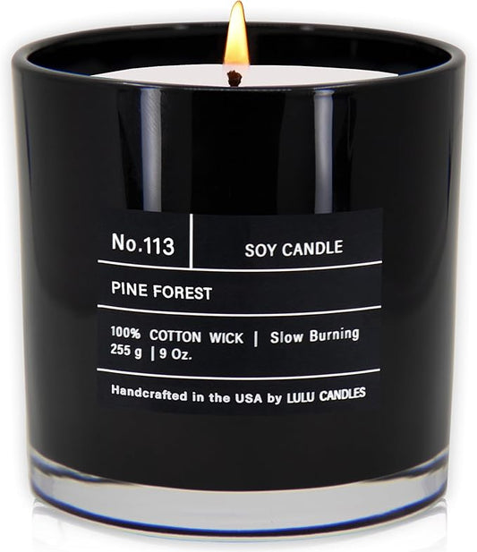 Lulu Candles | Pine Forest | Smells Like Balsam Fir & Needles | Luxury Scented Soy Jar Candle | Hand Poured in The USA | Highly Scented Long Lasting (9 Oz.)