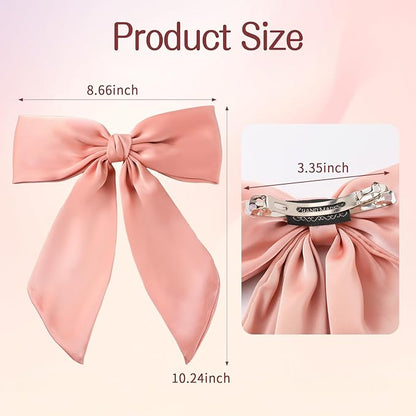 6 PCS Hair Bows for Women, Big Bow Hair Clips for Girls, Silky Satin Hair Bow Clips Oversized, Large Cute Aesthetic Hair Accessories Gifts