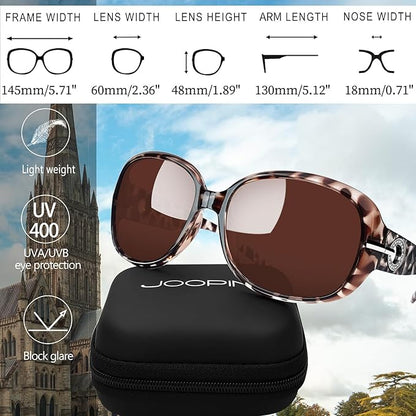 Joopin Big Womens Sunglasses Polarized Trendy Sun Glasses Large Rectangle UV Protection Rhinestone Sunnies