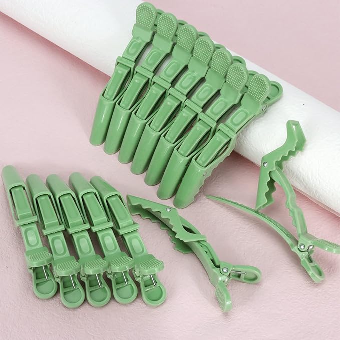 Ondder 14 Pcs Green Hair Clips for Sectioning and Styling - Larger Salon Pro Clips for Barber Coloring, Cutting - Hair Accessories for Women and Men