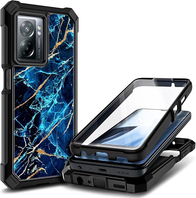 NZND Compatible with OnePlus Nord N300 5G Case with [Built-in Screen Protector], Full-Body Protective Shockproof Rugged Bumper Cover, Impact Resist Phone Case (Sapphire)