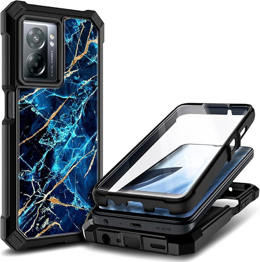NZND Compatible with OnePlus Nord N300 5G Case with [Built-in Screen Protector], Full-Body Protective Shockproof Rugged Bumper Cover, Impact Resist Phone Case (Sapphire)