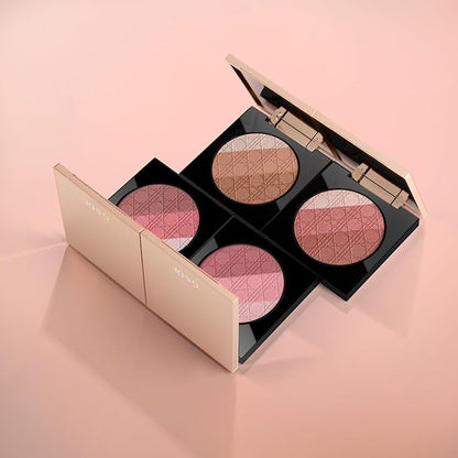 GA-DE Glow FX Natural Face Palette - Blush for Cheeks, Bronzer Powder, and Highlighter Makeup - Enriched with Jojoba Oil - 139 Blooming Chic - 0.42 oz