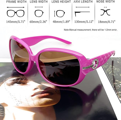 Joopin Big Womens Sunglasses Polarized Trendy Sun Glasses Large Rectangle UV Protection Rhinestone Sunnies