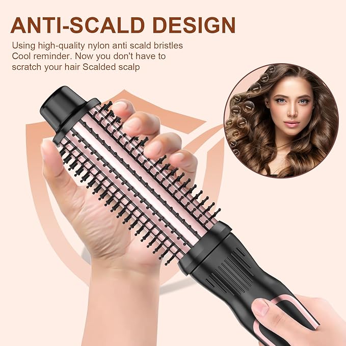 1.25 Inch Thermal Brush for Blowout Look, Heated Round Brush with Dual Voltage & Adjustable Temperature, Smooth & Voluminous Curls, Travel-Friendly Hair Styling Tool