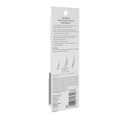 Neutrogena Healthy Lengths Mascara for Stronger, Longer Lashes, Clump-, Smudge- and Flake-Free Mascara with Olive Oil, Vitamin E and Rice Protein, Black/Brown 03,.21 oz