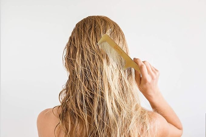 Buffalo Horn Comb - Anti-Static Detangling Hair Styling Tool for All Hair Types (Fine Tooth Comb for Men, Women & Kids)