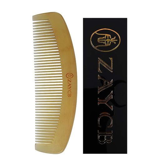 Buffalo Horn Fine Tooth Comb - Anti-Static Hair Comb - Hair Styling Detangling Comb for Men, Women and Kids - For All Hair Types - 6.0 x 1.3 x 0.2 inches