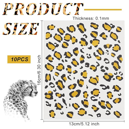 OLYCRAFT 10 Sheets Temporary Cheetah Leopard Print Tattoo Stickers 5x6 Inch Face Stickers Removable for Women Art Party Decor Halloween Costume Black & Gold