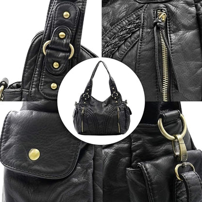 Montana West Washed Leather Hobo Bags for Women Roomy Handbags with Crossbody Strap
