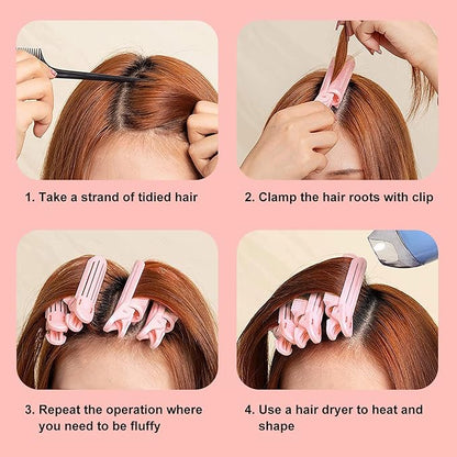 Root Clips for Curly Hair Volume, Volumizing Hair Clips, 10Pcs Volume Hair Root Clips, Natural Fluffy Hair Volumzing Roll Clips Curlers Instant DIY Hair Styling Tools Appliances（Pink)