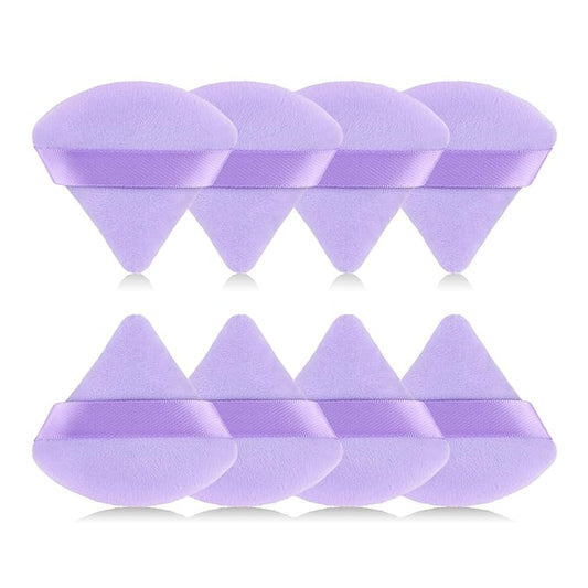 8pcs Triangular Powder Puff Face Soft Velvet Makeup Puff for Loose Powder Body Powder Makeup Sponge for Contouring Wet Dry Foundation Blender Sponge Beauty Makeup Tool.(Purple)
