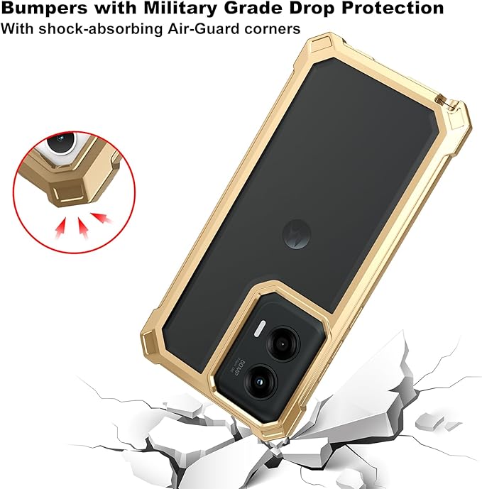 Ailiber for Motorola Moto G Stylus 5G 2024 Case, Clear Transparent [Anti Yellowing], with [Screen Protector], Dual Layer Shockproof Bumper Cell Phone Cover for Moto G Stylus 2024 5G-Gold