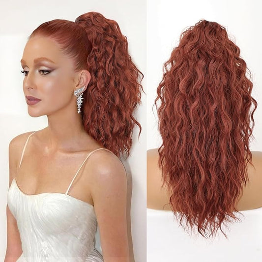 ORSUNCER Ponytail Extension Claw 18" Curly Pony Tail Clip in Claw Hair Extensions Fluffy Natural Looking Synthetic Hairpiece for Women