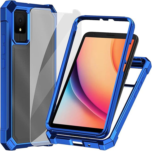 Ailiber for TCL K11 Cell Phone Case, with Screen Protector, Dual Layer Shockproof Bumper, Clear Transparent Anti Yellowing, Slim [Scratch-Resistant] Cover for TCL K11 T432W-Blue